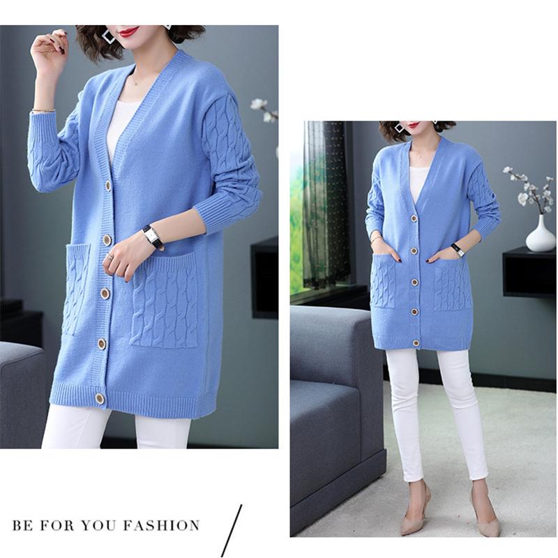 Cardigan Sweater Women's Medium Long Loose Thin Section 2022 Plus Size Spring and Autumn Wear Knitted Coat