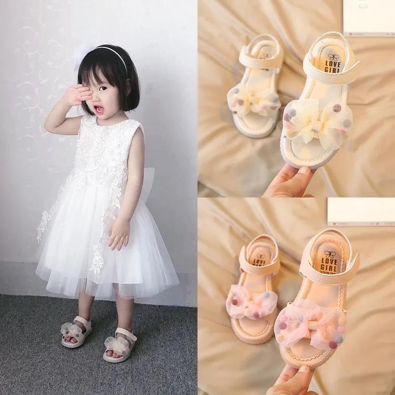 Girls Sandals Summer Bow Princess Shoes Korean Children's Baby Non-slip Soft-soled Beach Shoes