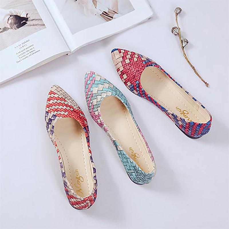 Shallow Shoes Women's Pointed Toe Flat Shoes Fashion Color Matching All-match Four Seasons Shoes Flat Heel Non-slip Shoes