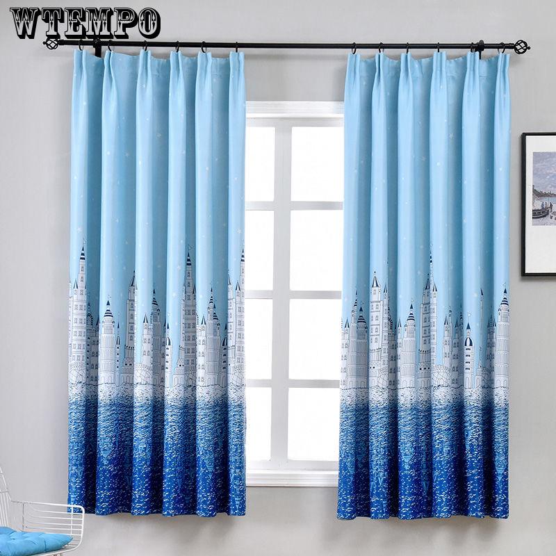 Printed Blackout Short Curtain Fabric Modern Minimalist Shade Bedroom Simple Short Curtain