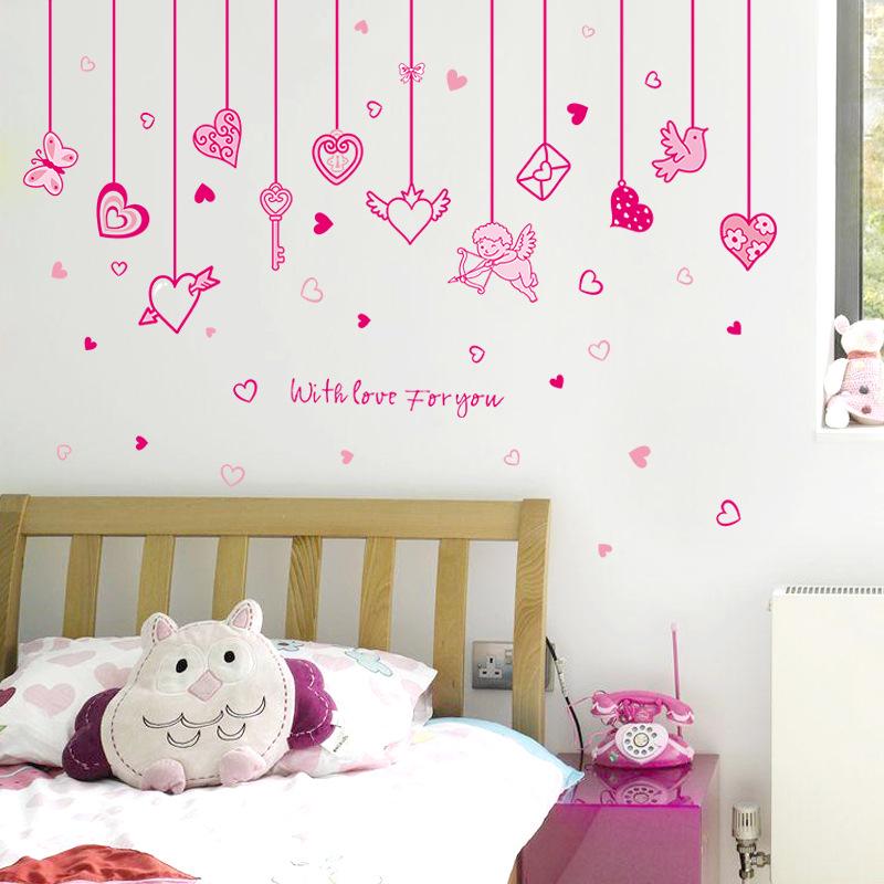 Love Cupid Children's Room Kindergarten Room Decoration wall Stickers romantic love pink wallpaper