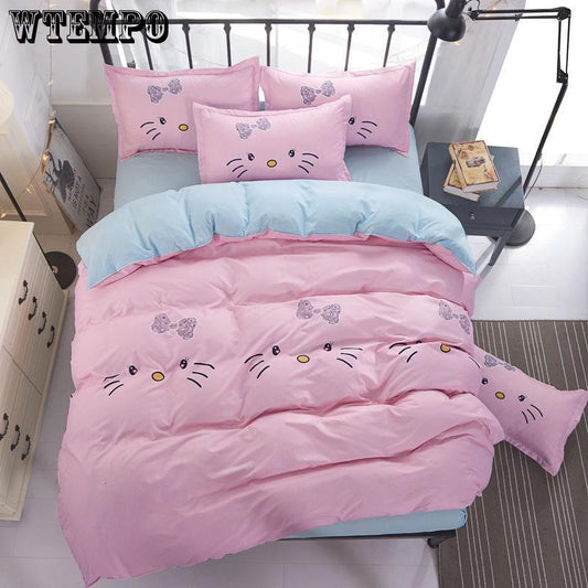 Soft Duvet Cover Set Bedsheet Pillowcase Love Hear Pattern Bedding Set