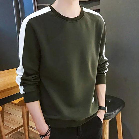 Spring and Autumn Men's Round Collar Sweaters Large Size Solid Color Long Sleeve Simple Pullover Male Business Casual