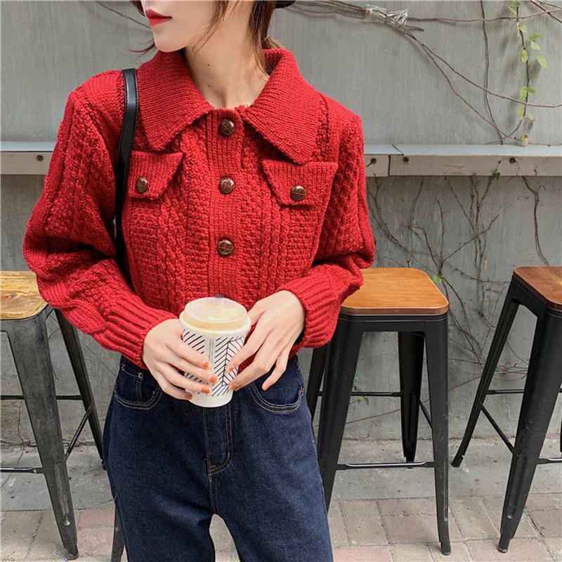 Autumn  Winter Twist Sweater Cardigan Female Loose Student Thick Wool Casual Short Knit Sweater Coat