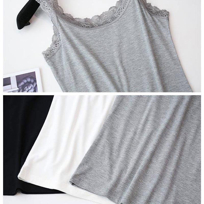 Lace Edge Stitching Modal Camisole Women's Spring and Summer Thin Section with Sleeveless White Bottoming Shirt