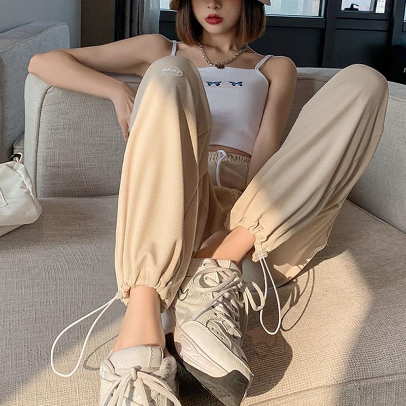 Summer Trousers for Female Students Loose and Versatile Trendy Thin Wide-legged Casual Sports Pant