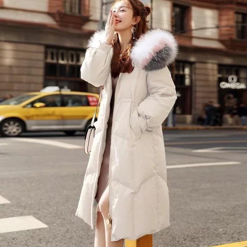 Woman's Cotton Clothing  Long Sleeve Warm Jacket Fashion Large Size Down Jacket Winter Big Fur Collar