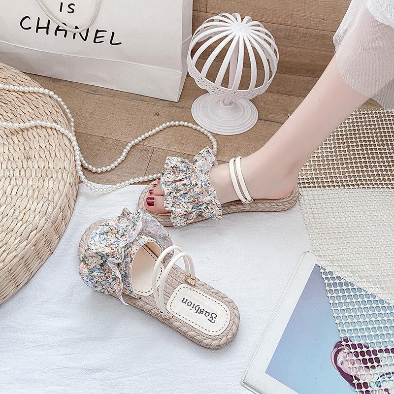 Flower Two-wear Sandals  Slippers  Women's Outer Wear Summer Fashion Comfortable  Breathable All-match Beach Shoes