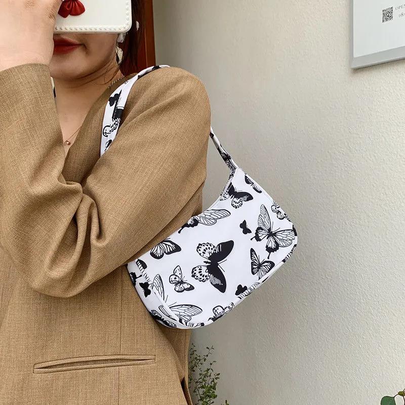 Baguette Bag Nylon Animal Pattern Armpit Bag for Women Shoulder Handbags Lady Simple Hand Bag