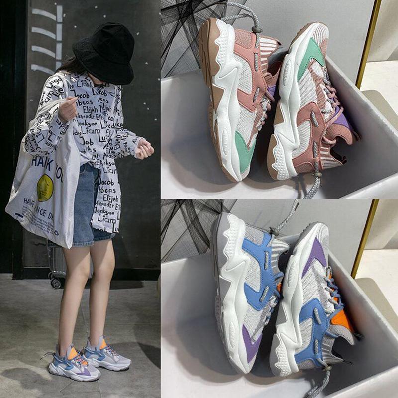 Flying Woven Sports Shoes Female Summer Korean Student Running Shoes Female Casual Breathable Running Board Shoes