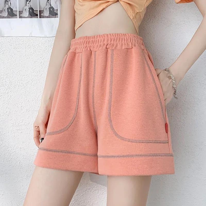 Women's Cotton Shorts Summer Casual Loose Sports Korean Students Elastic Waist A-line Wide Legs Wear Thin Ins Cute Girl Fitness Jogging Pants