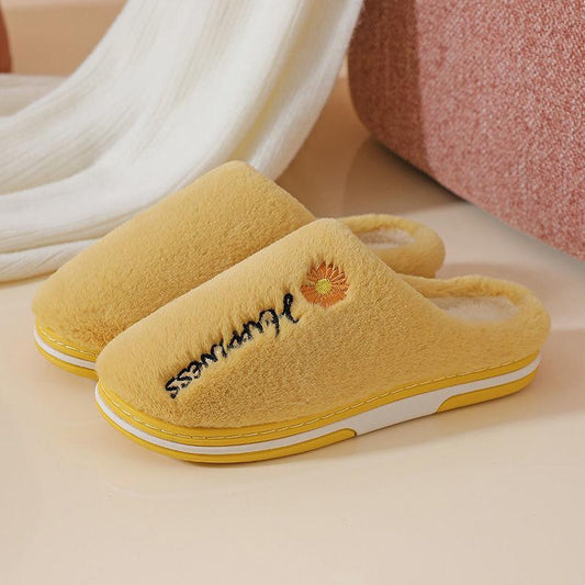 Autumn and Winter Pure Cotton Slippers Indoor Non-slip Soft-soled Shoes Warm Simple Plush Cotton Shoes