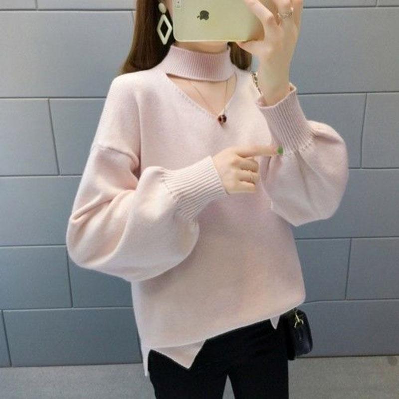 Fashion Casual Autumn Winter Woman Sweaters Knitted Shirt Long Sleeves Loose Pullovers Plus Size