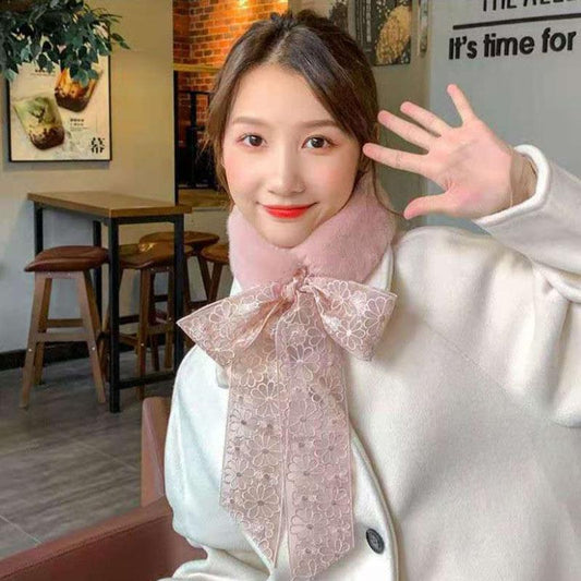 Winter Thickened Plush Scarf Lace Collar Scarf Korean Version of All-match Warm Women's Collar