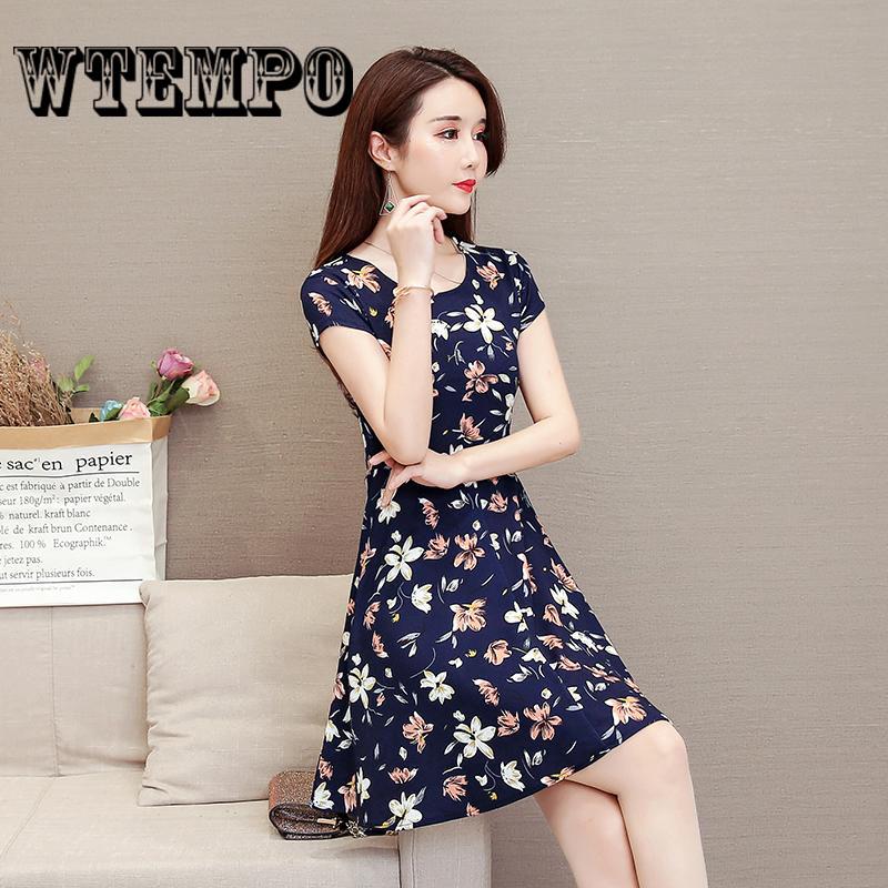 Summer Korean Chiffon Women Dress Elegant Ladies Vintage Short  Dress Boho Floral