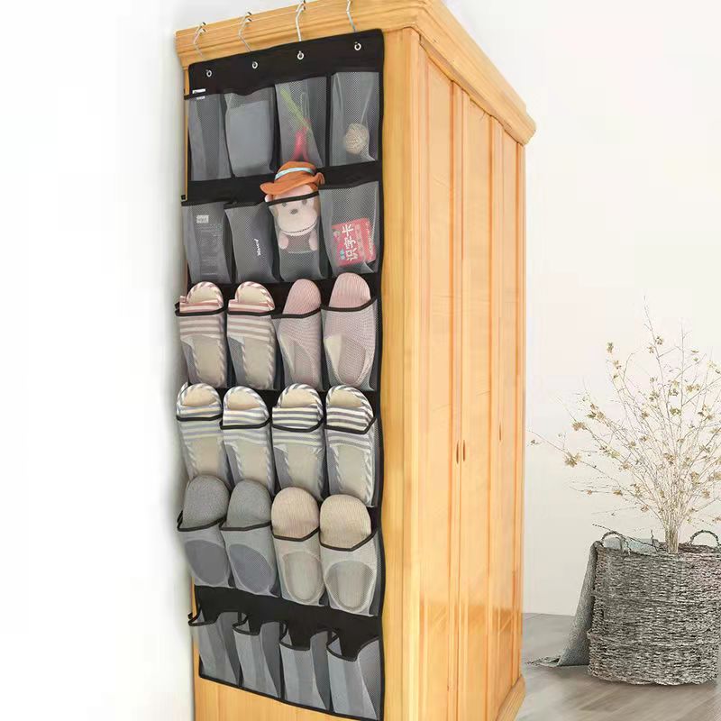 12/24 Grids Shoe Storage Bag Behind The Door Grid Hanging Bag Finishing Bag Wall Hanging Debris Storage Bag Wardrobe Multi-layer Cloth Bag