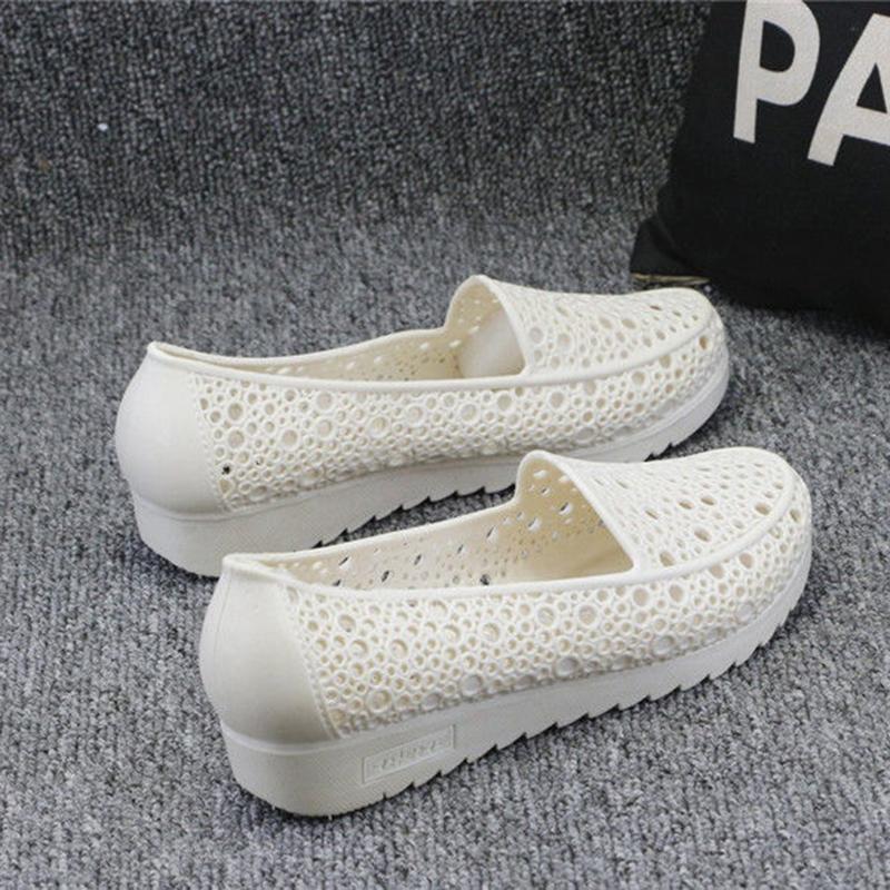 Nurse Shoes Slope Heel Hole Shoes Non-slip Shoes for Pregnant Women Mother Shoes Plastic Sandals Women's White