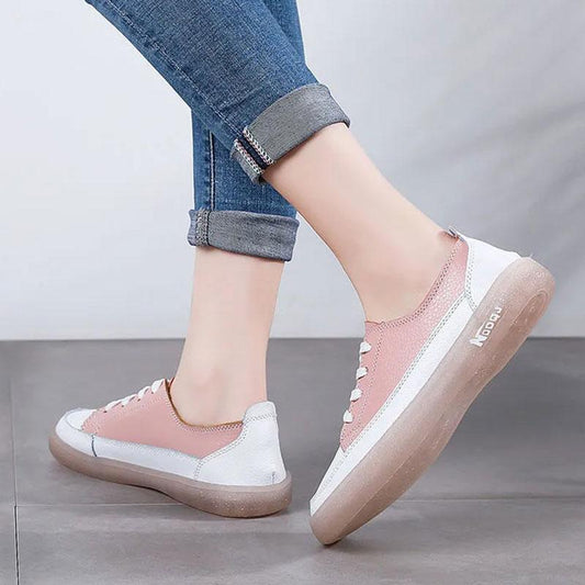 Women's Soft-soled Casual Shoes Autumn White Shoes Sports Shoes Real Cowhide Shoes Flat Shoes Student Shoes Mother Shoes