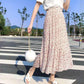 Floral Print Pleated Midi Skirt Women Elastic High Waist Skirts Spring Summer 2020 Elegant Female