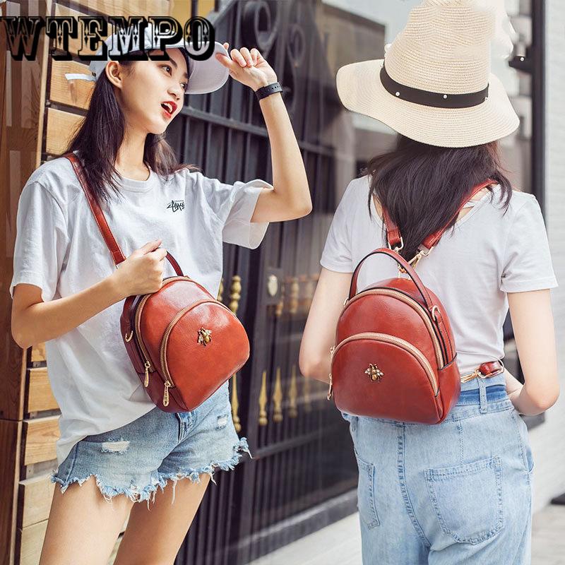 Backpack Women Pu Leather Female Backpacks Teenager School Rucksack