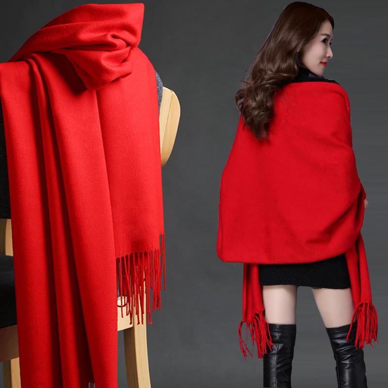 Women Winter Scarf Cashmere Scarves Solid Color Lady Shawls Wraps Blanket Pashmina