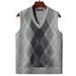 Autumn and Winter Vest Men's V-neck Sleeveless Knitted Sweater Vest Middle-aged and Elderly Dad Warm Vest Men's Top