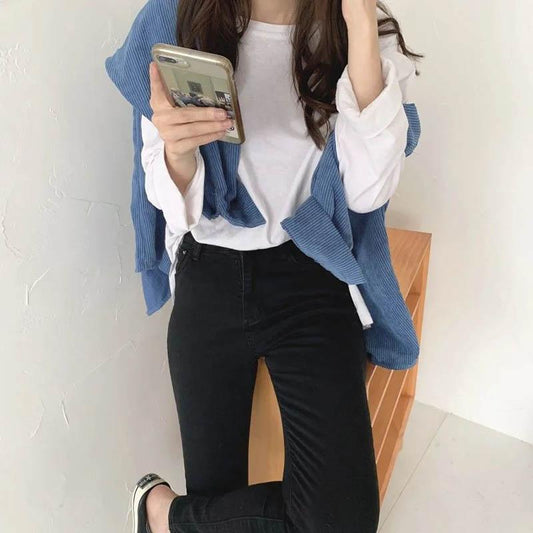 Autumn Korean Retro Corduroy Long-sleeved Loose Lazy Wind Mid-length Shirt Jacket Jacket Women