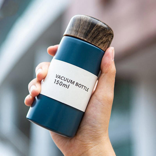 Mini Cute Wood Grain Thermos Cup Mug Small Fresh Cup Creative Portable Pocket Cup Outdoor Delicate Thermos Water Cup