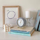 Cute Retro Minimalist Desktop Alarm Clock Nordic Round Bedside Table Clock Silent Night Light Alloy Clock