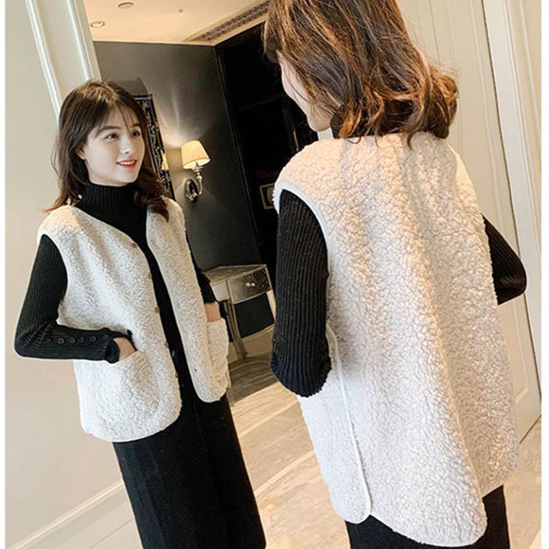 Lamb Hair Vest Women Autumn and Winter Models All-match Fashion Ladies Waistcoat Outer Wear Vest Vest Jacket