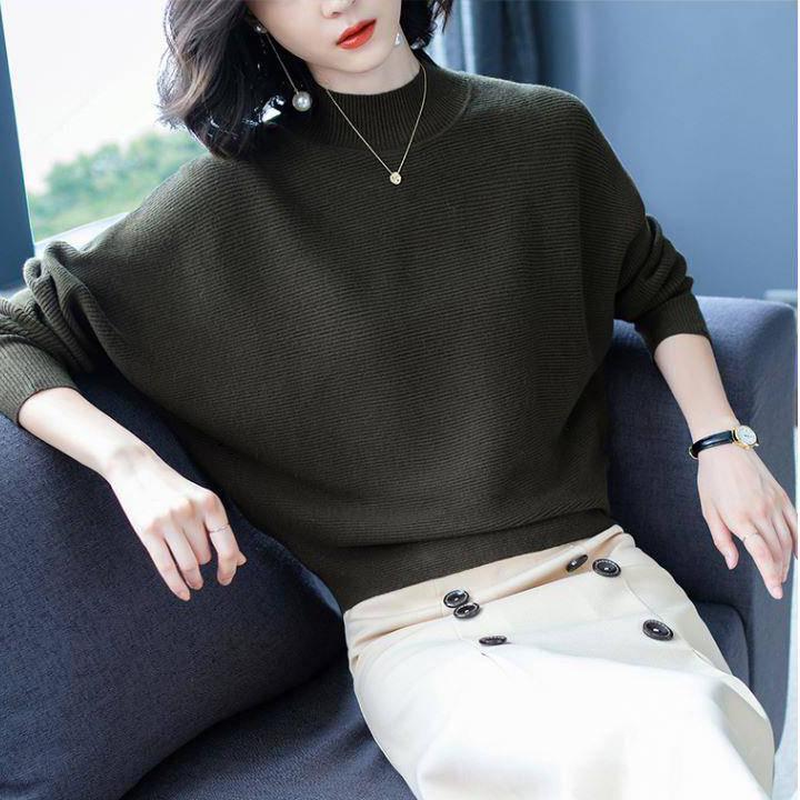 Women Turtleneck Sweater Top Lady Long Sleeve Warm Sweaters Embroidered Knitted Pullover