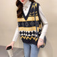 Counter Quality Women's Loose Contrast Color Knitted Vest Wear All-match College Style Sweater Vest Outside