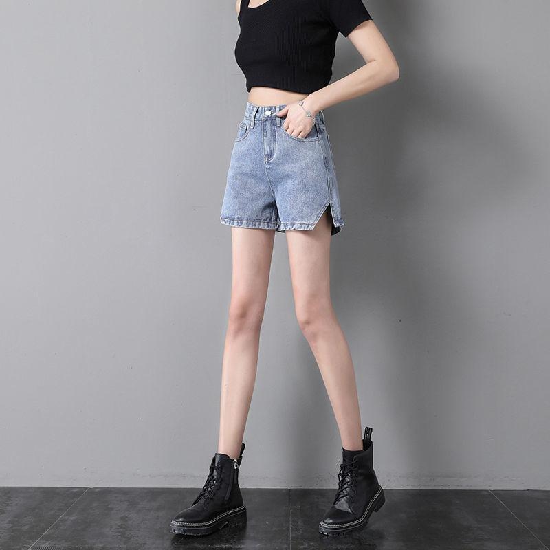 WTEMPO WomenSide Split High Waist Denim Shorts Loose Spring and Summer Wide Leg A-line Thin Casual Shorts