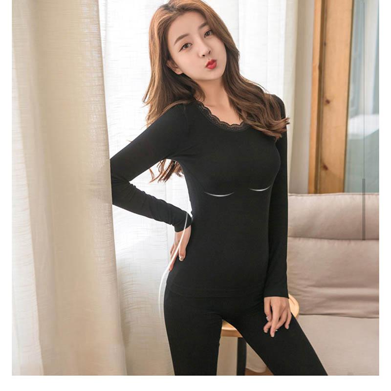 Thermal Underwear Women Plus Velvet Thickening Suit Body Slimming Tight-fitting Autumn Clothes Long Trousers Cotton Sweater Base Winter