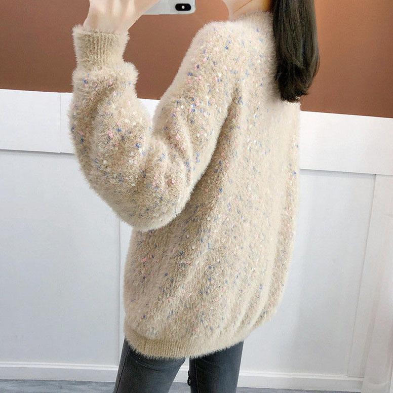 Women's Autumn Sweaters Round Collar Long Sleeve Casual Sweaters Large Size Loose Colorful Versatile Sweaters