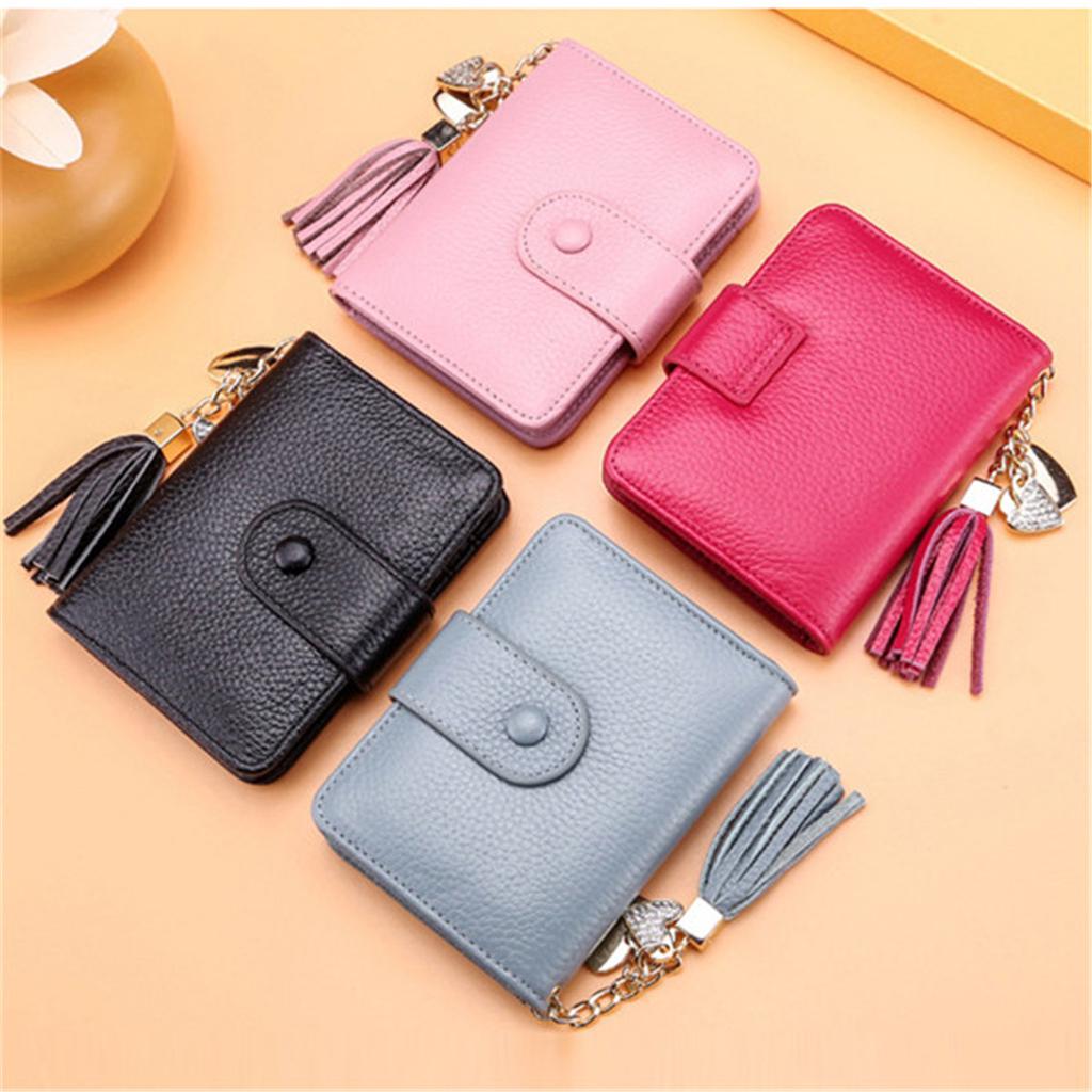 23 Card Slots Women Genuine Leather Hasp Card Holder Tassel ID Card Bags Purse