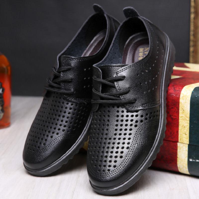 Breathable Hollow Leather Sandals Business Casual Leather Shoes Men's Hole Sandals Men's Business Shoes Light and Breathable