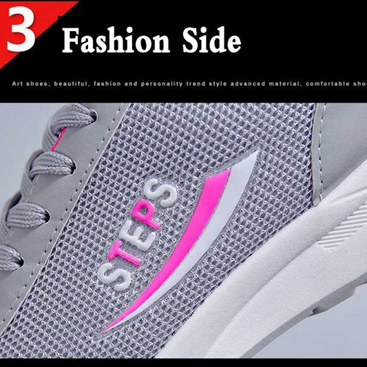 Non-slip Sneakers Women's Single Shoes Spring and Autumn All-match Thick-soled Running Shoes Breathable Ladies Casual Mesh Shoes