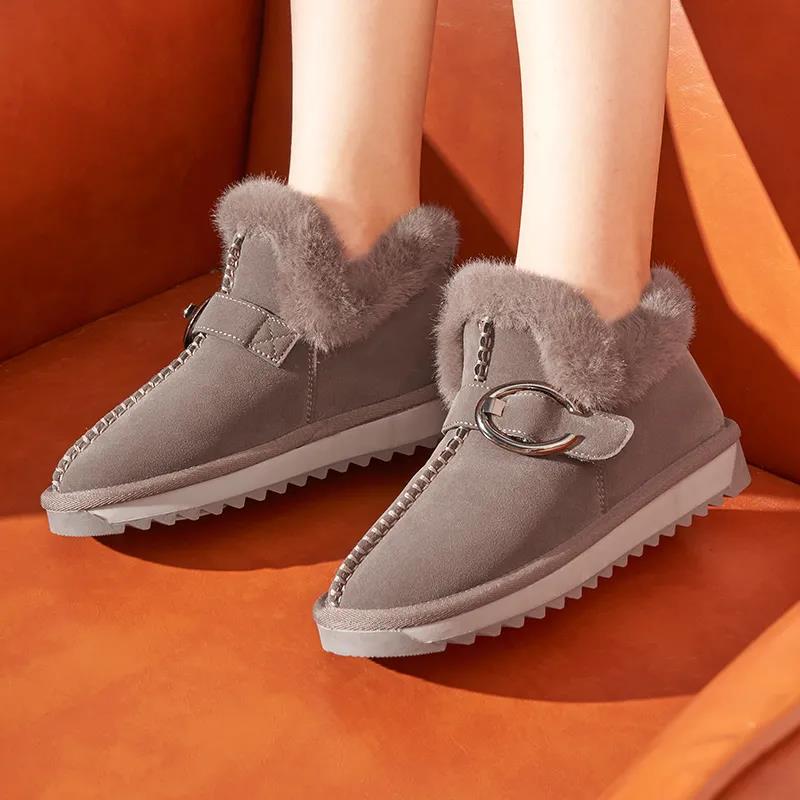 Snow Boots Women's Thick Winter Plus Velvet Cotton Shoes Women's Outer Wear Non-slip Warm Shoes Plush Shoes Cotton Shoes