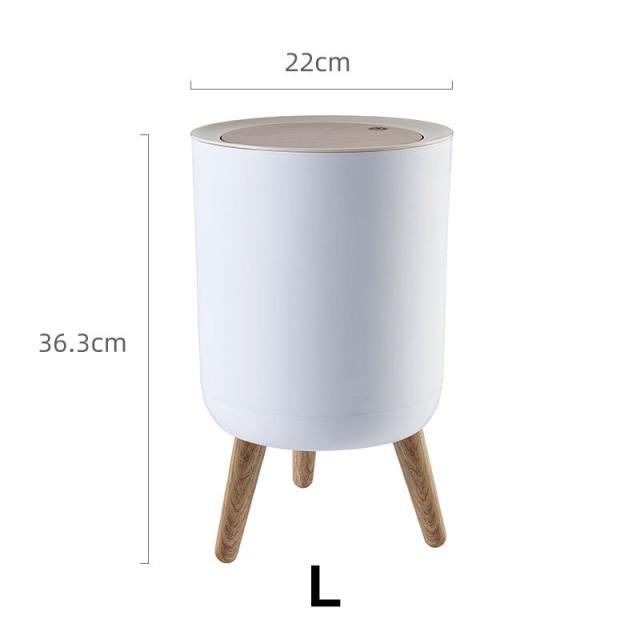 7L/2L Fashion Trash Can with High Feet Imitation Wooden Wood Grain Desktop with Gland Trash Can Living Room Bathroom Kitchen Trash Can