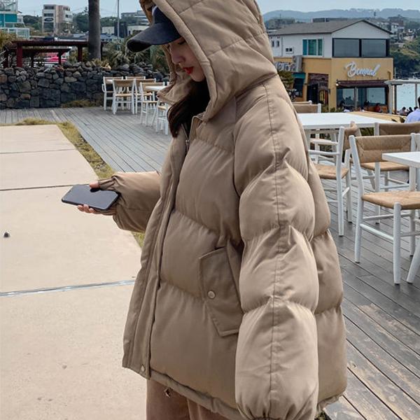 Winter Plus Size Women's Hooded Cotton Padded Jacket Cotton Thick Short Loose Loose Bread Student Down Padded Jacket