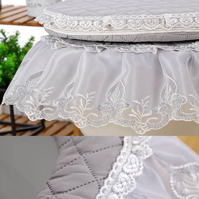 Toilet Seat Cushion Three-piece Household Toilet Cover Toilet Toilet Cover Cover Nordic Diamond Lattice Lace Toilet Set