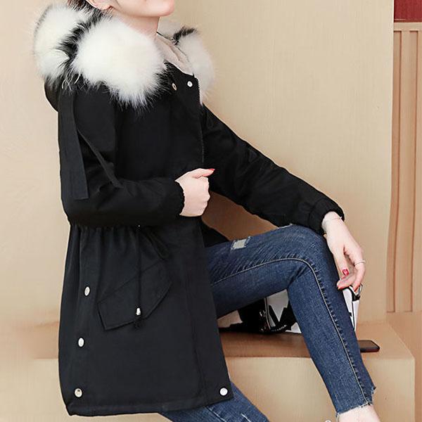 Winter School Overcoming Padded Coat Women's Mid-length Padded Coat Rabbit Fur Thickened College Style Jacket Parka Coat