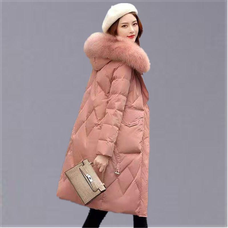 Winter Fur Collar Women's Cotton-padded Jacket Mid-length Slim-fit Padded Jacket Thickened Fashion Slim Coat