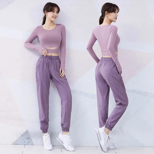 Seamless Women Yoga Set Workout Sportswear Gym Clothing Fitness Long Sleeve Crop Top High Waist Leggings Sports Suits