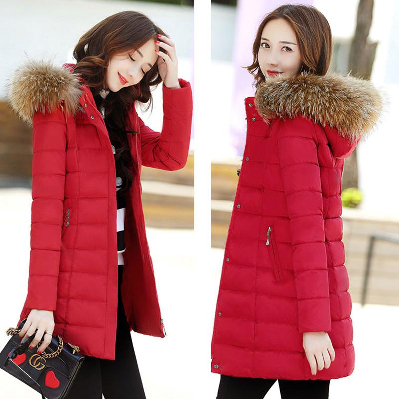 Women's Mid-length Down Jacket Winter Korean Loose Cotton Clothes Casual Hooded Padded Jacket Quilted Jacket