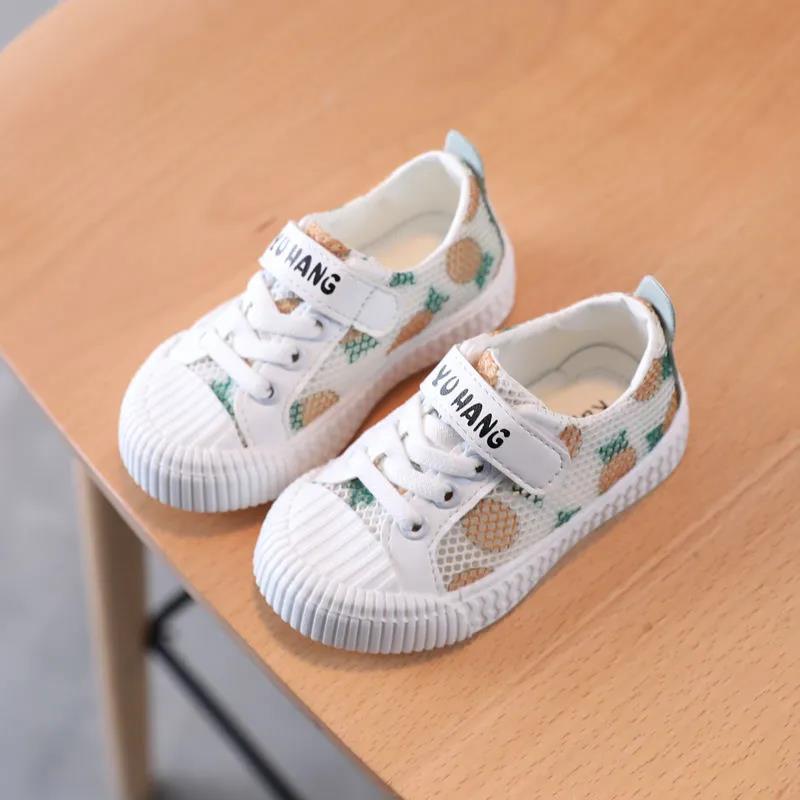 Summer Children's Board Shoes Boys and Girls Strawberry Pineapple Sneakers Middle and Small Children Single Mesh Hollow Casual Shoes