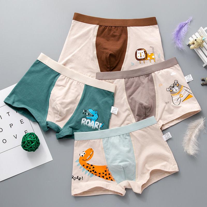 4 PCS/Lot Cotton Boys Boxers Shorts Children Underwear Cartoon Child Boxers Kids Underpants Elastic Soft Panties for Boy 2-15Yrs