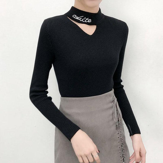 Autumn/winter Thick Slim-fit Sweater Slimming Knit Bottoming Shirt High Collar Sweater Sexy Female Top