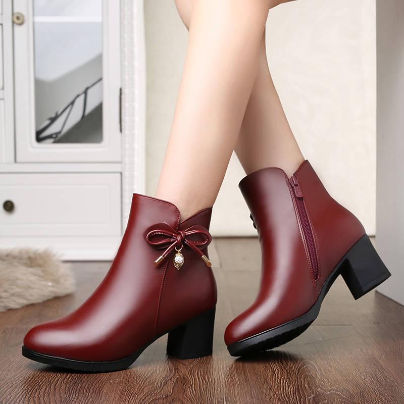 Boot Women Ankle Boots Winter Booties Leather Women's Ankle Boots Female Footwear